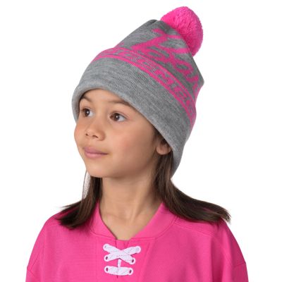 Barbie™ x CCM Grey Embroidered Pom Knit Hat